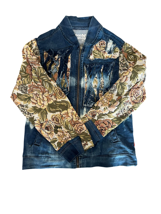 jacket torn by flowers